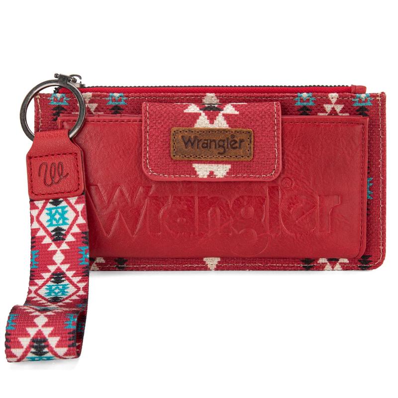 Wrangler Wallets for Women Western Women Purse Boho Aztec Clutch Wristlet Wallet with Double Layer Credit Card Holder Women's Wallet with zipper