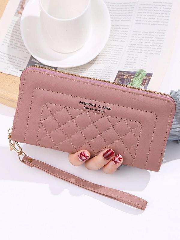 Women's Elegant Quilted Wristlet Long Wallet, Casual Trendy Zipper Purse for Card Holder, Fashionable Wallet for Daily Use for Women