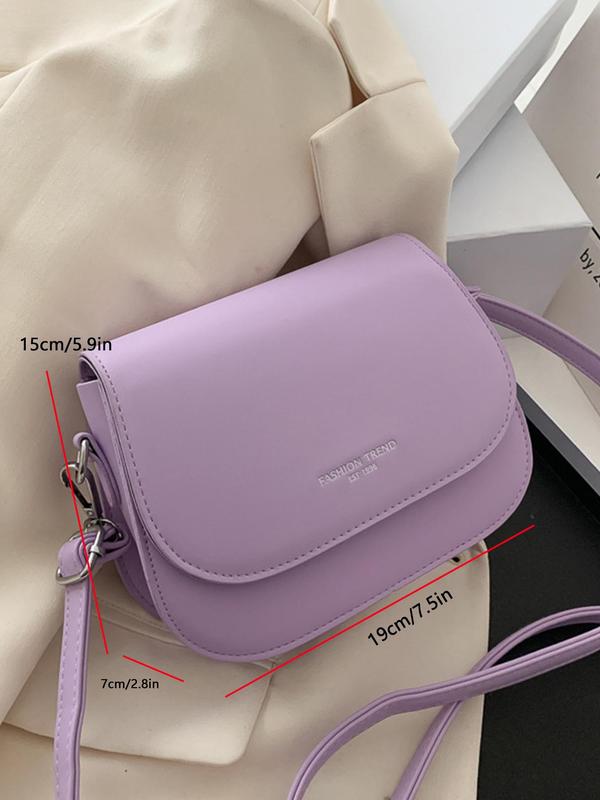 Women's Minimalist Casual Plain Crossbody Bag, Fashionable Letter Design Saddle Crossbody Bag with Adjustable Strap For Work & Daily Used