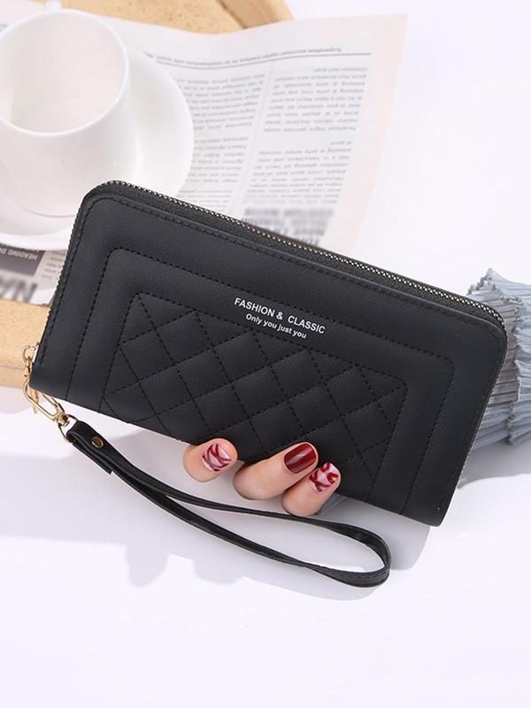 Women's Elegant Quilted Wristlet Long Wallet, Casual Trendy Zipper Purse for Card Holder, Fashionable Wallet for Daily Use for Women