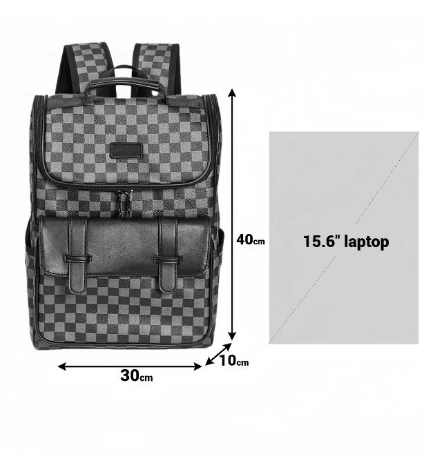 large -capacity checkered waterproof backpack 15.6