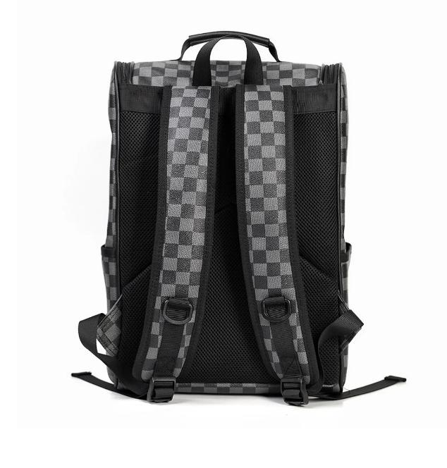 large -capacity checkered waterproof backpack 15.6