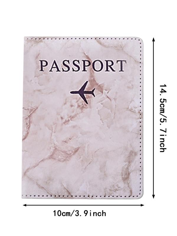 Marble & Letter Pattern Design Passport Holder, Travel Wallet, Personalization Card Case Cover, Credit Card Sets for Men and Women, Perfect Vacation Travel Accessories