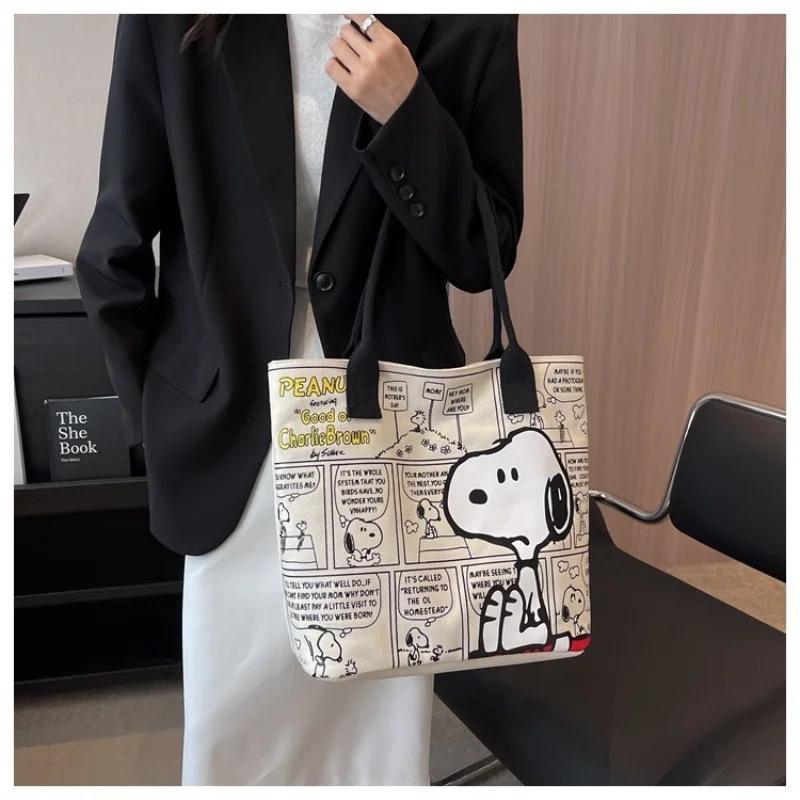 Canvas Bag Women High Capacity Bag Fashion Cartoon Snoopy Handbag Versatile One Shoulder Tote