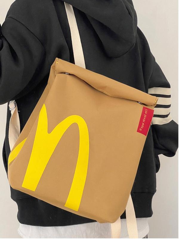 New bags, popular McDonald's large capacity backpack, casual backpack, hamburger paper bag, student bag, class bag