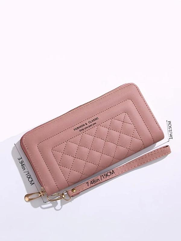 Women's Elegant Quilted Wristlet Long Wallet, Casual Trendy Zipper Purse for Card Holder, Fashionable Wallet for Daily Use for Women