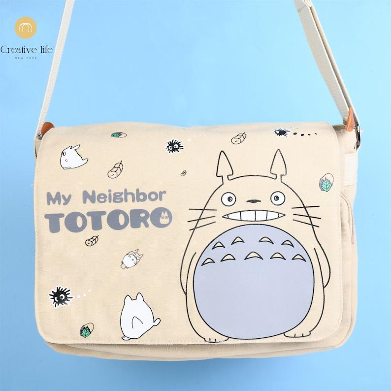 Totoro Canvas Satchel Bag, Japanese Shoulder Bag, Handmade School Bag,Christmas Gift