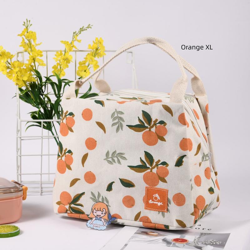 XL Orange Avocado Lemon Peach Insulated Lunch Bag,Fruit Tote Bag With Zipper For Lunch Box,Lunch Bag Birthday,Back-to-School Essentials,Christmas Gift