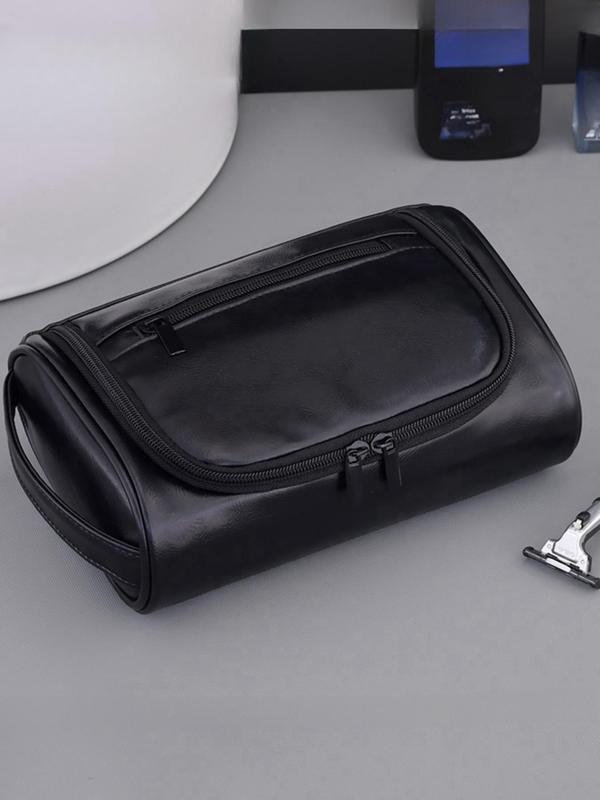 Men's Business Solid Color Large Capacity Toiletry Bag, Waterproof Portable Travel Toiletry Bag, Zipper Toiletry Organizer Pouch for Travel, Daily Use