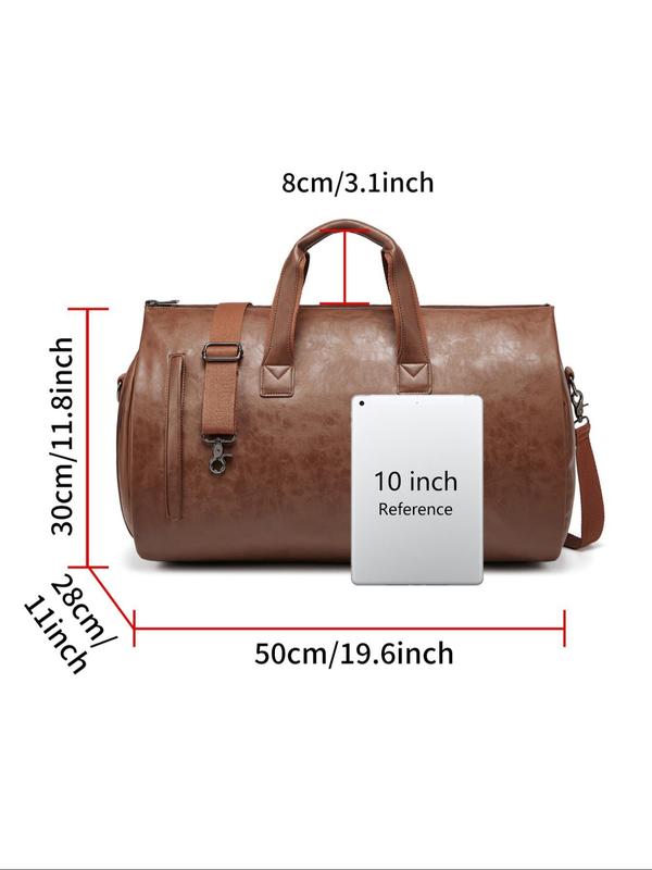 Men's Business Fashion Pu Leather Duffel Bag with Trolley Strap, Casual Solid Color Large Capacity Travel Bag, Multi-functional Travel Bag for Business Trip & Holiday