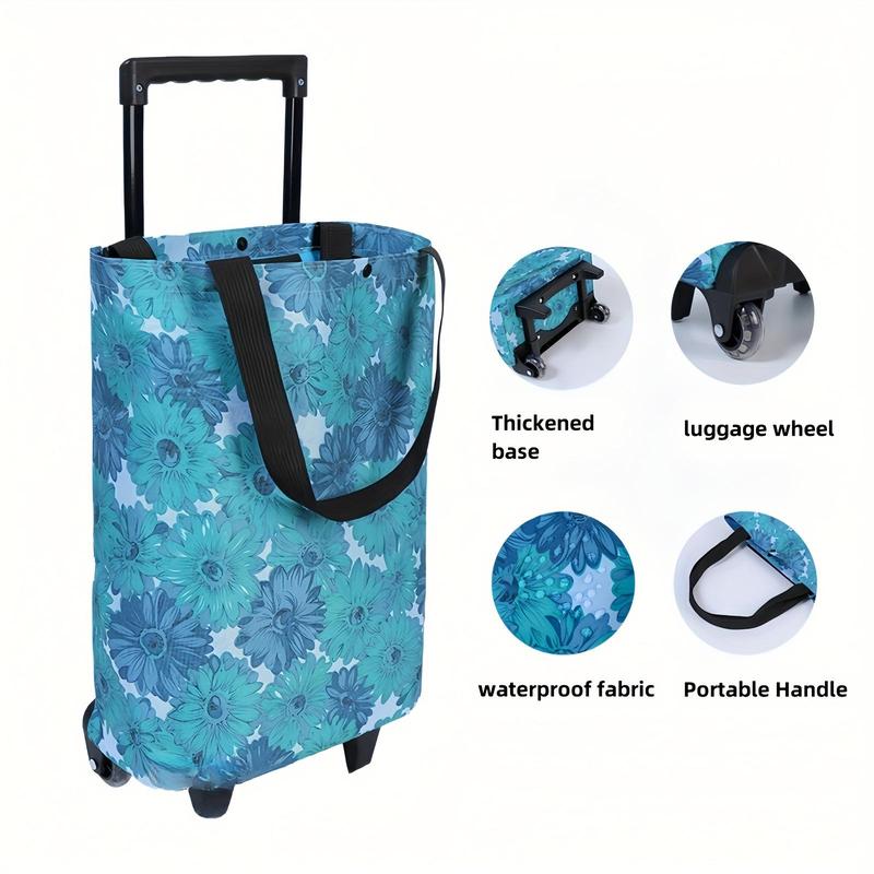 Portable Shopping Trolley Storage Basket, Foldable Hand Trolley, Laundry Basket with Wheel for Home, Shopping, Washing Room, Camping