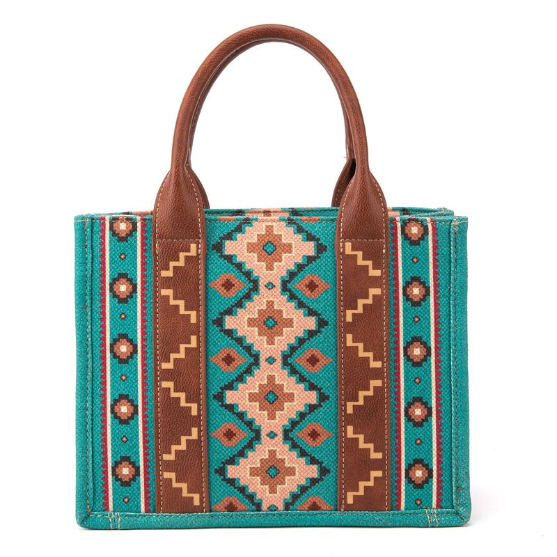 Wrangler Southwestern Print Small Canvas Crossbody - Dark Turquoise (New) versatile handbag