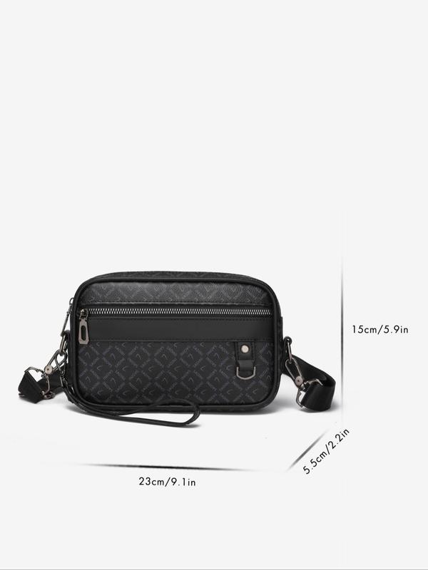 Men's Fashionable Plain Color Crossbody Bag, Pu Leather Zipper Shoulder Bag for Daily Used, Casual Trendy Versatile High-quality Daily Commuting Bag