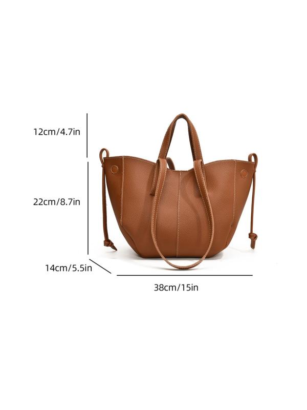 Women's Solid Color Tote Bag, Fashionable Large Capacity Shoulder Bag for Work & Daily Used, Casual Trendy Versatile High-quality Daily Commuting Bag