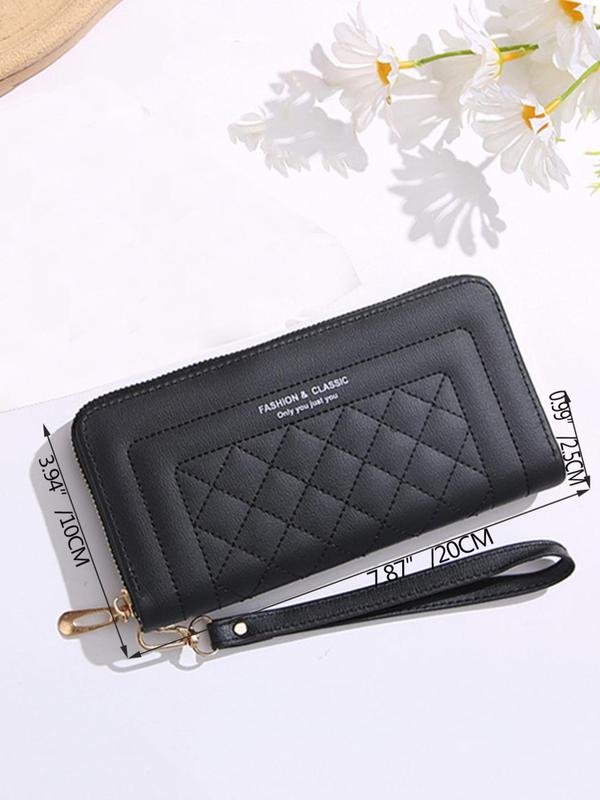 Women's Elegant Quilted Wristlet Long Wallet, Casual Trendy Zipper Purse for Card Holder, Fashionable Wallet for Daily Use for Women