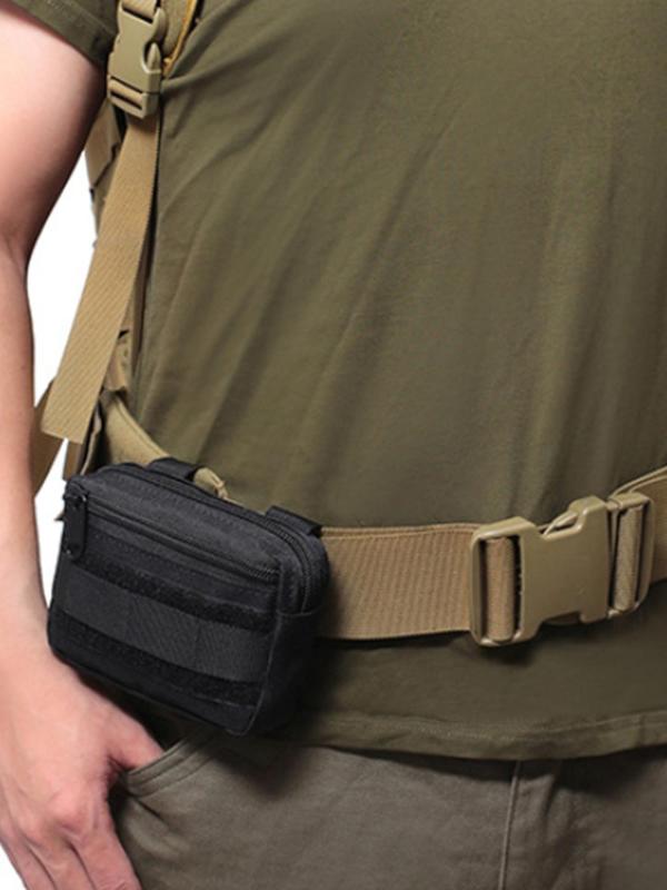 Men's Plain Tactical Small Waist Bag, Casual Sports Mobile Phone Waist Bag for Running Gym Outdoor Activities