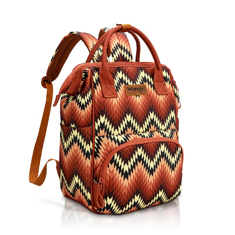 Wrangler [MegaLive] Southwestern Pattern Print Backpack for Travel, Class, Everyday Use with Padded Laptop Notebook Sleeve