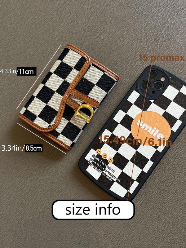 Checkerboard Pattern D Letter Design Card Holder, Elegant Short Wallet for Women & Girls, Trendy All-match & Exquisite Card Holder for Birthday & Fall Gift