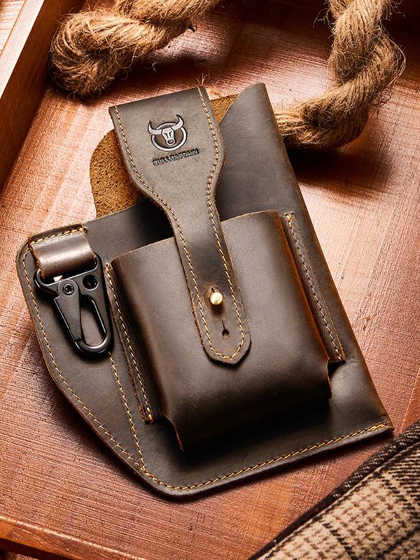 Men's Vintage Solid Color Buckle Belt Bag, Fashion Casual Phone Wallet Bag for Daily Life, Trendy Versatile High-quality Daily Commuting Bag