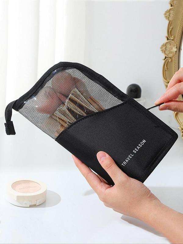 Makeup Brush Storage Bag, Large Capacity Makeup Brush Holder, Portable Waterproof Visible Cosmetic Organizer Pouch, Zipper Makeup Tool Bag for Travel