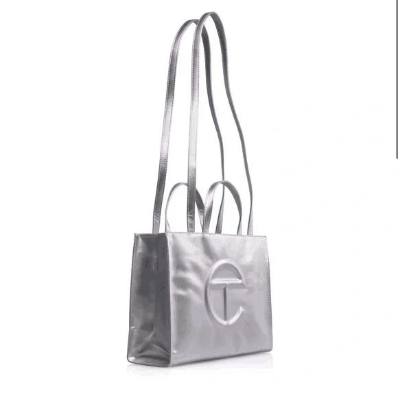 Telfar Medium  Silver Shopping Bag