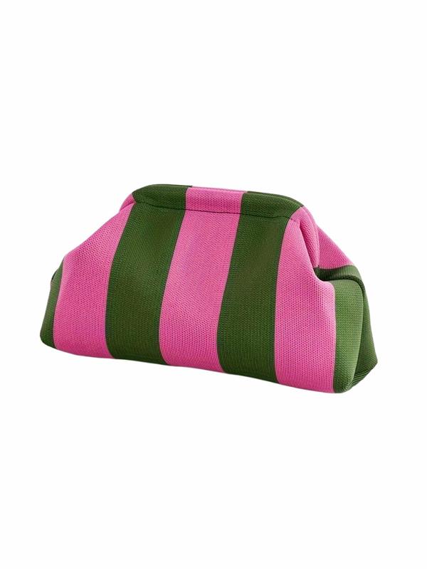 Striped Pattern Clutch, Casual Versatile Zipper Makeup Bag, Portable Daily Cosmetic Bag, Fashionable Clutch for Women