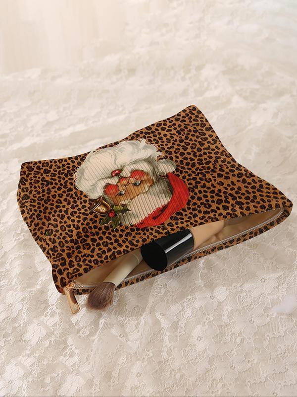 Santa Claus Pattern Makeup Bag, Casual Versatile Storage Bag, Travel Makeup Bag, Suitable for Women and All Kinds of Occasions