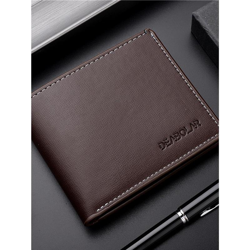 Men Letter Graphic Small Wallet Credit Card Small Purse ID Window Bi-Fold Men Wallet Dad Gifts Mini Leather Bi-Fold ID Card Money Cash Minimalist Fashion Modern Business Anniversary On Valentine Day For Birthday Gift Men Male Portable Money Cash For Male