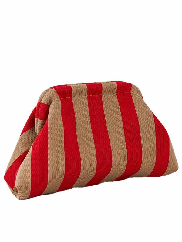 Striped Pattern Clutch, Casual Versatile Zipper Makeup Bag, Portable Daily Cosmetic Bag, Fashionable Clutch for Women