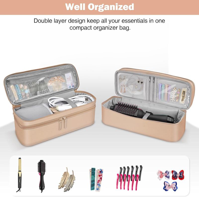 Double-Layer Travel Carrying Case for Shark FlexStyle SmoothStyle, Water Resistant Storage Organizer Bag for Airwrap Styler, One-Step Hair Dryer (Bag Only) (Rose Gold)