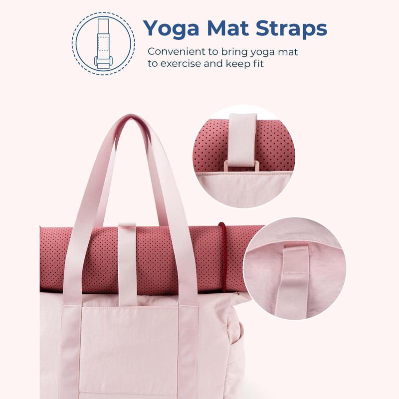 BAGSMART Women Tote Bag Shoulder Bag Top Handle Handbag with Yoga Mat Buckle for School, Gym, Work