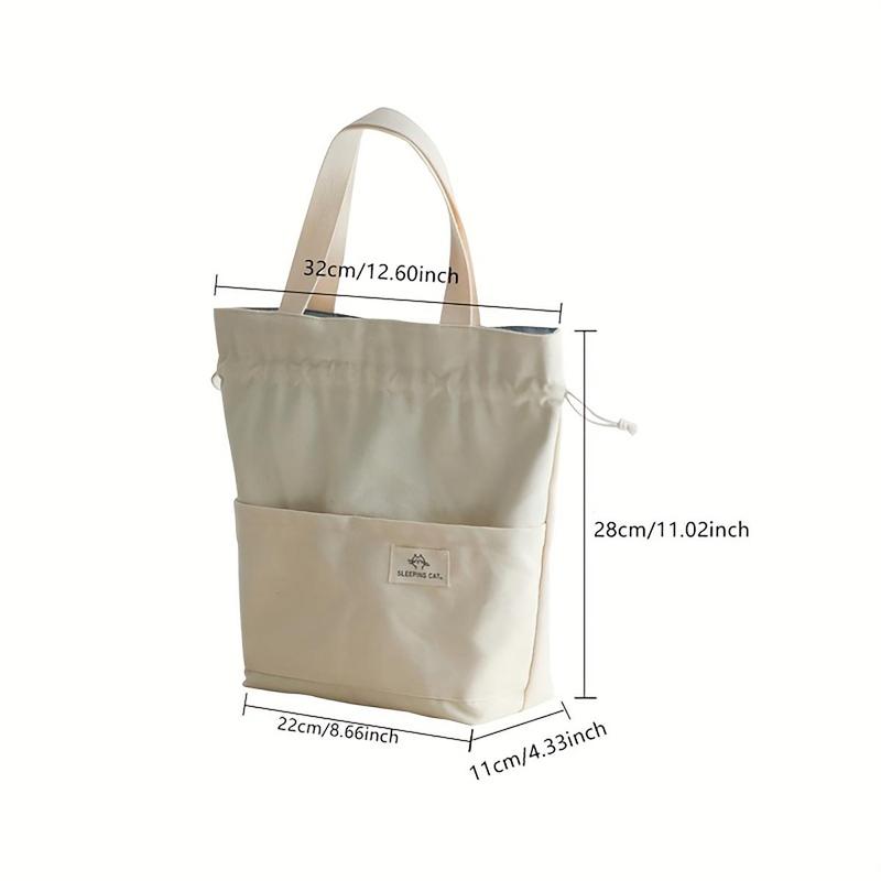 Bento Bag, Reusable Canvas Bento Bag with Drawstring Design, Portable Lunch Box Bag for Students & Office Workers