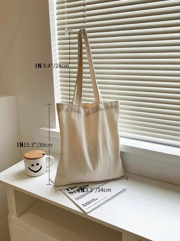 Women's Simple Floral Pattern Canvas Tote Bag, Casual Large Capacity Shoulder Bag for Daily Used, Casual Trendy Versatile High-quality Daily Commuting Bag