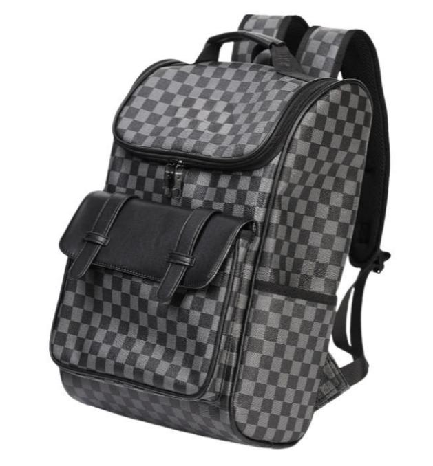 large -capacity checkered waterproof backpack 15.6