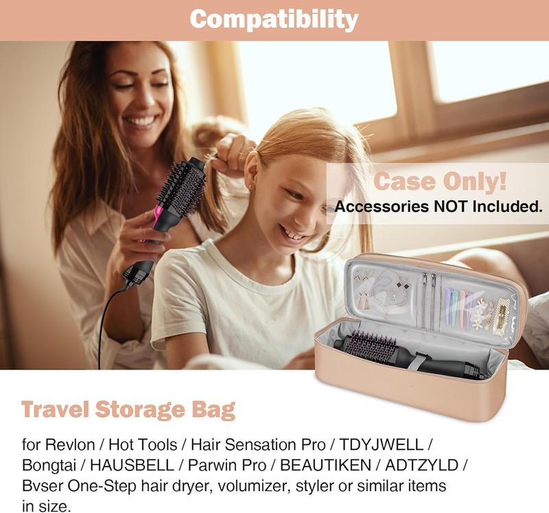 Double-Layer Travel Carrying Case for Shark FlexStyle SmoothStyle, Water Resistant Storage Organizer Bag for Airwrap Styler, One-Step Hair Dryer (Bag Only) (Rose Gold)