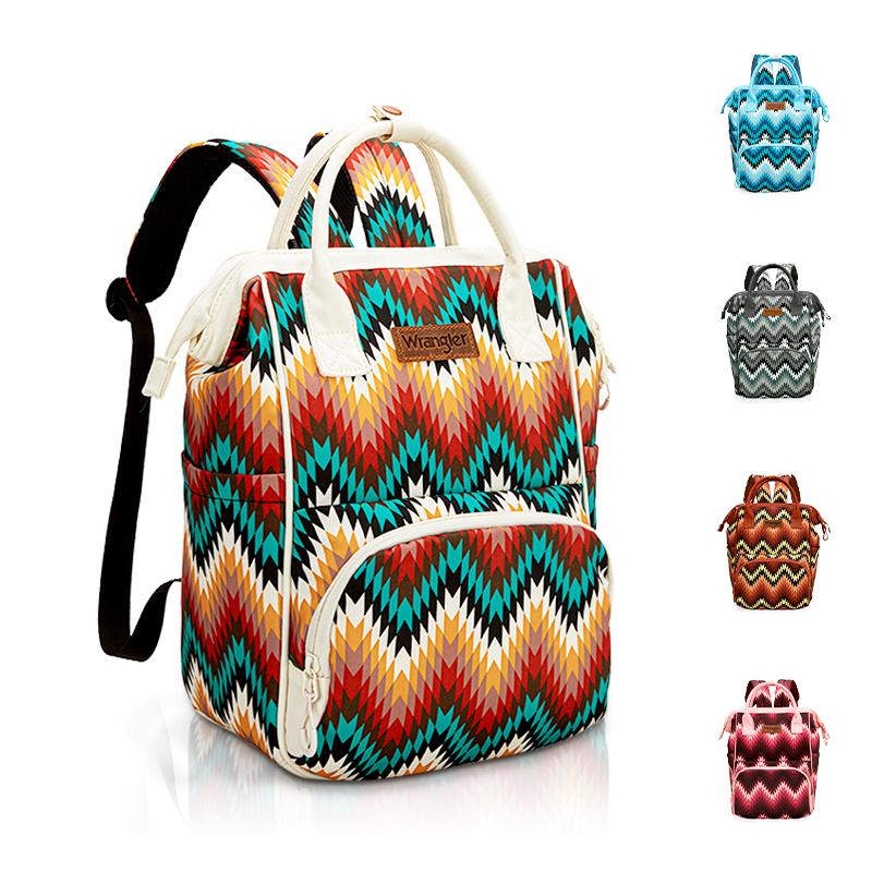 Wrangler [MegaLive] Southwestern Pattern Print Backpack for Travel, Class, Everyday Use with Padded Laptop Notebook Sleeve