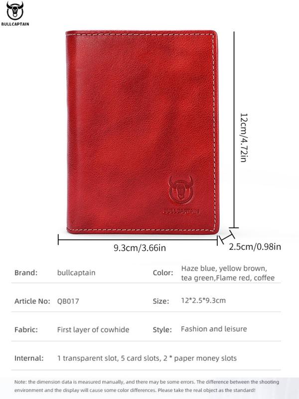 Men's Simple Plain Short Bifold Wallet, Casual Purse High Quality Cowhide Wallet, Multifunctional Cute Mini Luxury Card Holder for Summer 2024 Back To School, Fall Outfits, Earthtone Fall Freshness