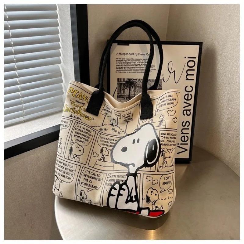 Canvas Bag Women High Capacity Bag Fashion Cartoon Snoopy Handbag Versatile One Shoulder Tote