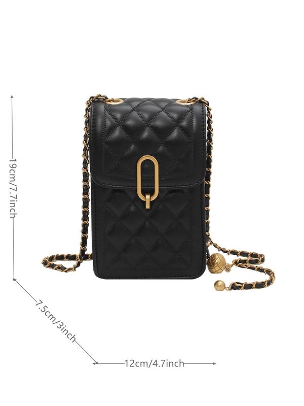 Women's Fashion Quilted Chain Strap Square Bag, Solid Color Rhombus Embossed Crossbody Bag, All-match Commuter Bag for Work & Daily Used, Daily Clothing Decor