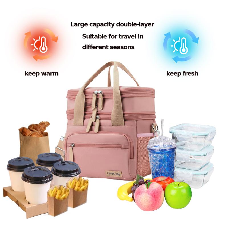 Lunch Bag for Women, Loncheras Para Mujer, Leakproof Insulated Large Lunchbox Dual Compartment Lunch Box Adult For Work Beach Picnic Hiking (15L) lunch bag portable lunch