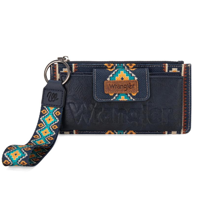 Wrangler Wallets for Women Western Women Purse Boho Aztec Clutch Wristlet Wallet with Double Layer Credit Card Holder Women's Wallet with zipper