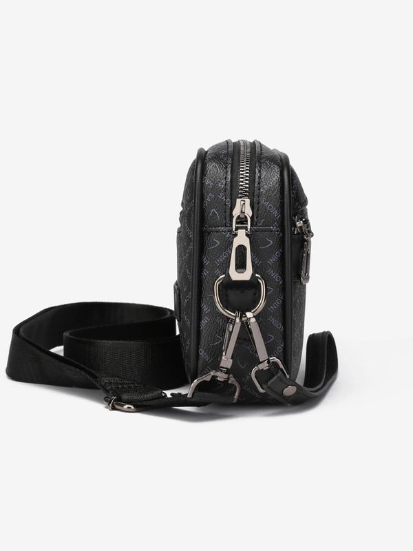 Men's Fashionable Plain Color Crossbody Bag, Pu Leather Zipper Shoulder Bag for Daily Used, Casual Trendy Versatile High-quality Daily Commuting Bag