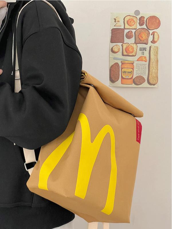 New bags, popular McDonald's large capacity backpack, casual backpack, hamburger paper bag, student bag, class bag