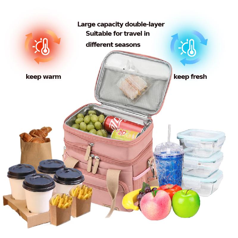 Lunch Bag for Women, Loncheras Para Mujer, Leakproof Insulated Large Lunchbox Dual Compartment Lunch Box Adult For Work Beach Picnic Hiking (15L) lunch bag portable lunch