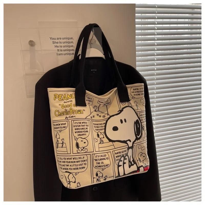 Canvas Bag Women High Capacity Bag Fashion Cartoon Snoopy Handbag Versatile One Shoulder Tote