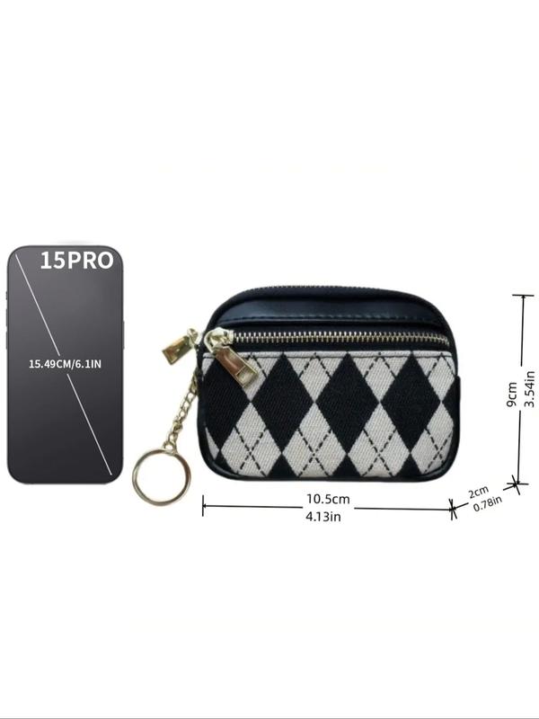 Fashionable Argyle Pattern Zipper Coin Purse, Casual Versatile Card Holder Wallet for Women, Trendy All-match & Exquisite Wallet for Birthday Gift