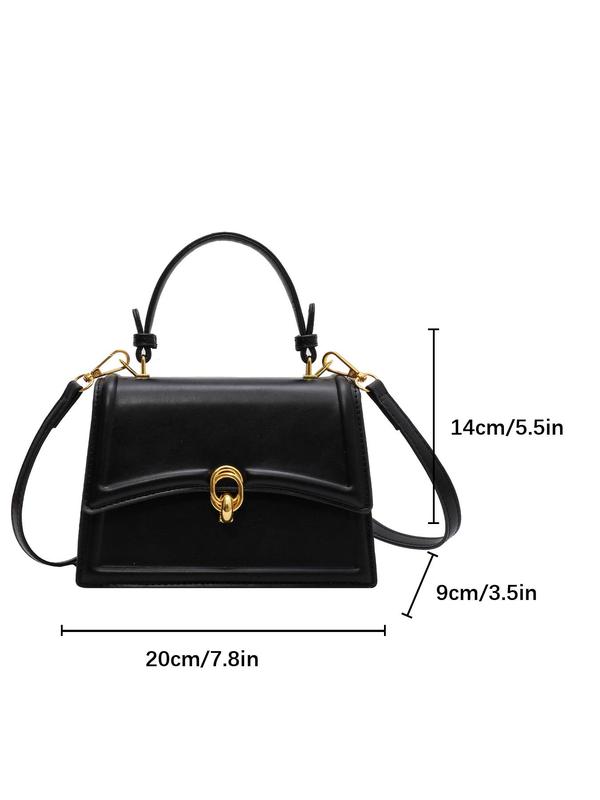 Women's Solid Color PU Leather Crossbody Bag, Fashionable Buckle Decorated Shoulder Bag for Daily Used, Casual Trendy Versatile High-quality Daily Commuting Bag