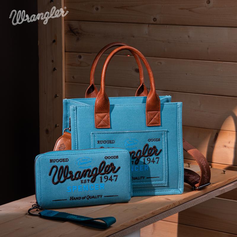 Wrangler 2PCS Bag Set-MediumCanvas Tote Bag & Wristlet Wallet