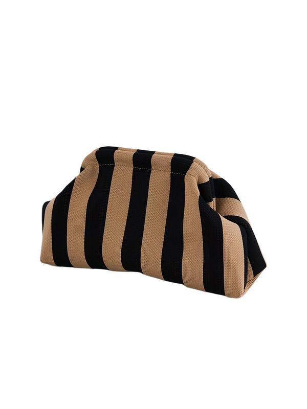 Striped Pattern Clutch, Casual Versatile Zipper Makeup Bag, Portable Daily Cosmetic Bag, Fashionable Clutch for Women