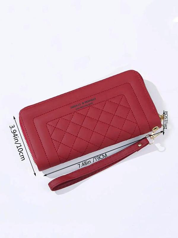 Women's Elegant Quilted Wristlet Long Wallet, Casual Trendy Zipper Purse for Card Holder, Fashionable Wallet for Daily Use for Women